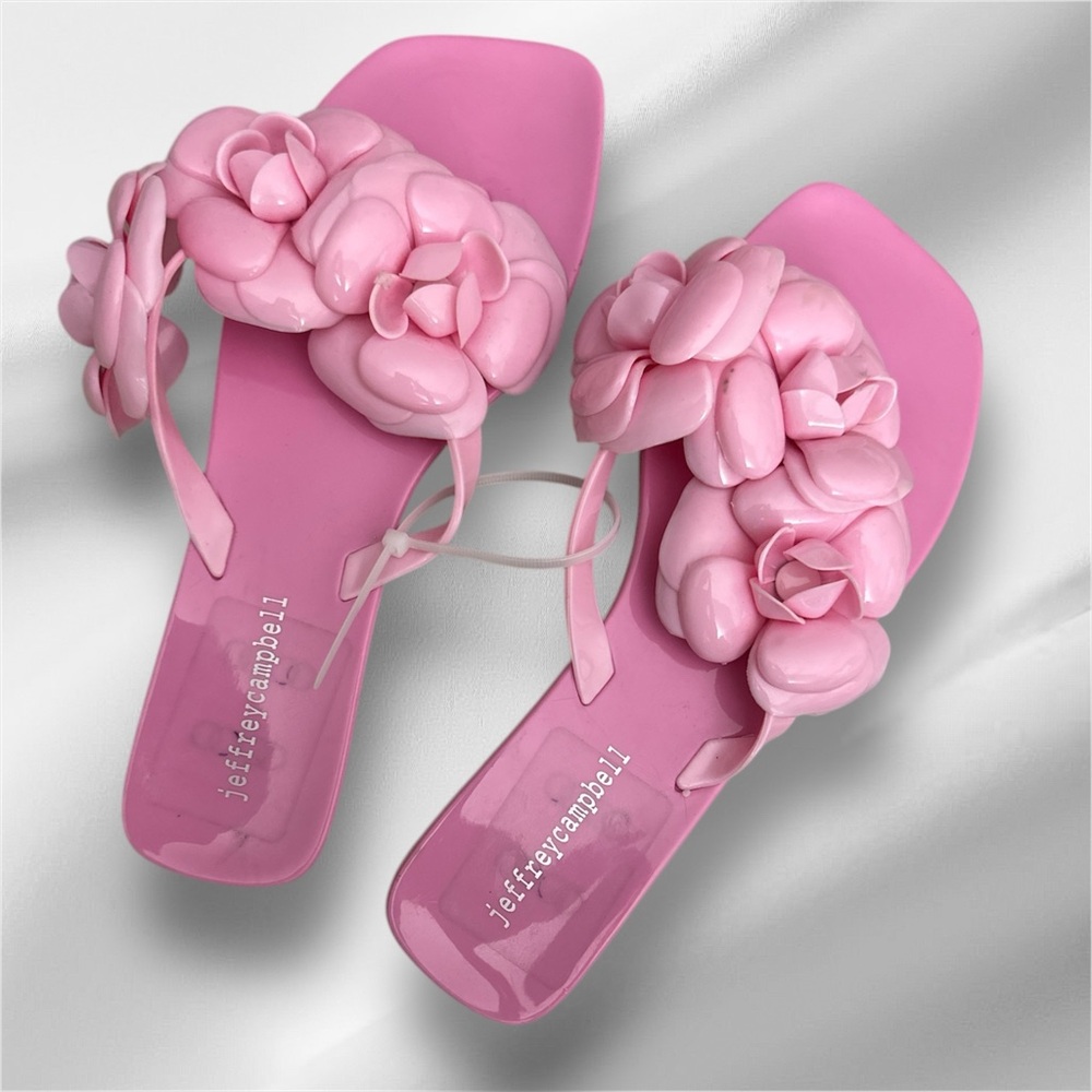 NWOT, Jeffrey Campbell Pink Floral Jelly Sandals 8